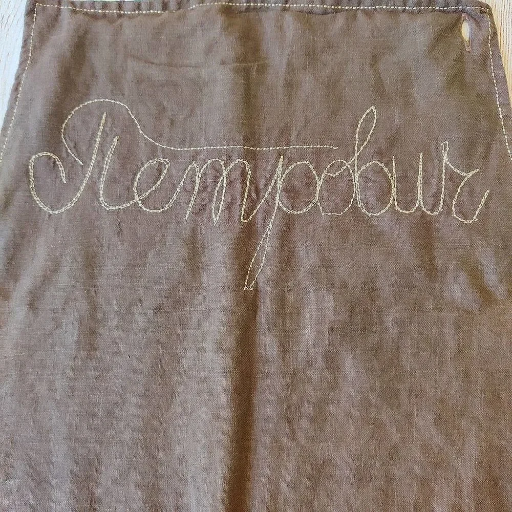Handmade reversible brown navy linen kitchen craft apron